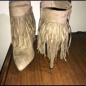 Fringe taupe booties